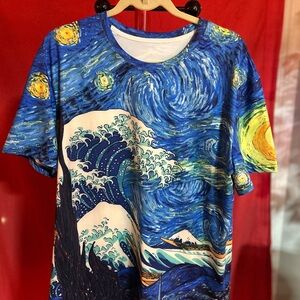 Blue Artistic Print Men's Short Sleeve Tee